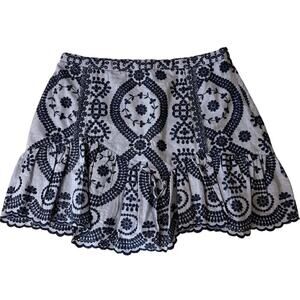 NWT Love Shack Fancy Chambray Eyelet Eliza Skirt Women's Size 10